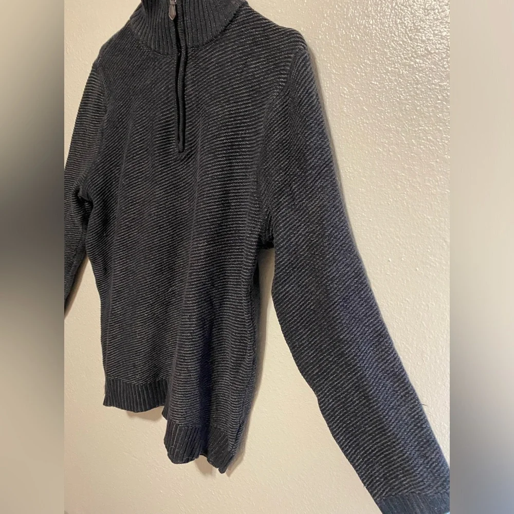 Covington Black Quarter Zip Mock Neck Sweater Men’s Medium Ribbed Pullover Knit